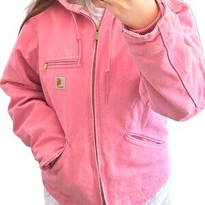 CARHARTT Vintage*RARE*BubbleGum Pink Hooded*Sherpa Lined Work Jacket S